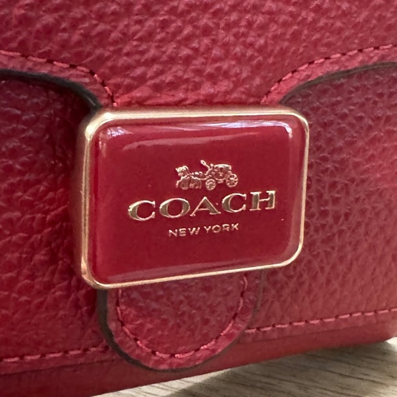 Coach Red Pebble Leather Pepper Wallet "Cute and Compact" - Picture 9 of 9